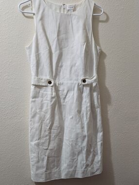 J. Crew Sleeveless White Midi Sheath Dress